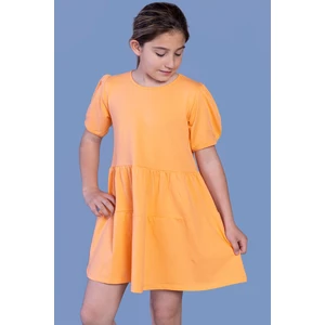 Toontoy Kids Toontoy Kız Çocuk Büzgülü Balon Kol Elbise