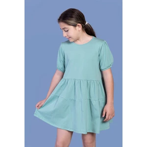 Toontoy Kids Toontoy Kız Çocuk Büzgülü Balon Kol Elbise