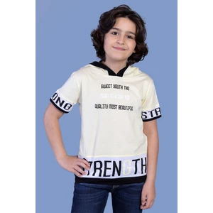 Toontoy Kids Toontoy Erkek Çocuk Kapüşonlu Garni Detaylı Baskılı Tişört