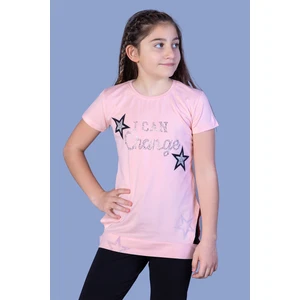 Toontoy Kids Toontoy Kız Çocuk Yıldız Baskılı Taş Işlemeli Tişört