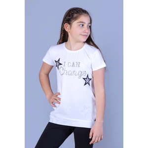 Toontoy Kids Toontoy Kız Çocuk Yıldız Baskılı Taş Işlemeli Tişört