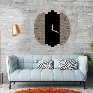 Deko Gonya Modern Geometrik  Ahşap Duvar Saati