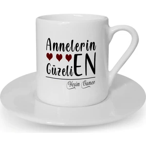 Hediye Zengini Kişiye Özel Annelerin En Güzeli Tasarımlı Beyaz Kahve Fincanı