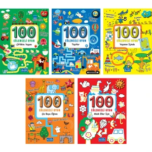Parıltı Yayınları 100 Eğlenceli Oyun Serisi - 2+ Yaş - Okul Öncesi - 5 Kitap - Set - Çiz - Boya - Bul - Kes - Yapıştır