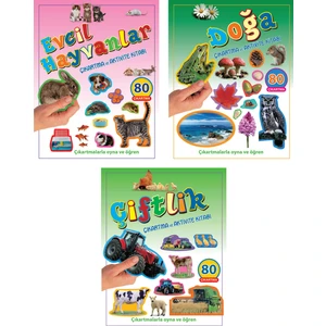 Parıltı Yayınları Çıkartma ve Aktivite Kitabı Serisi - Evcil Hayvanlar+Doğa+Çiftlik - 4+ Yaş - Okul Öncesi - 3 Kitap - Set - Çıkartma - Etkinlik - Aktivite