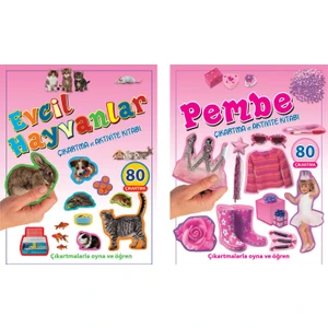 Parıltı Yayınları Çıkartma ve Aktivite Kitabı Serisi - Evcil Hayvanlar+Pembe - 4+ Yaş - Okul Öncesi - 2 Kitap -  Set -çıkartma - Etkinlik - Aktivite