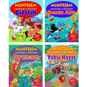 Parıltı Yayınları Muhteşem Çıkartmalar ve Aktiviteler Serisi 4 Kitap - 3+ Yaş - Okul Öncesi - 4 Kitap - Set - Çıkartma - Etkinlik - Bulmaca
