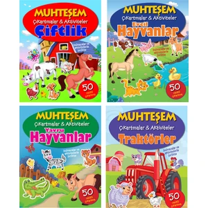 Parıltı Yayınları Muhteşem Çıkartmalar ve Aktiviteler Serisi 4 Kitap -Çiftlik+Evcil Hayvanlar+Yavru Hayvanlar+Traktörler  - 3+ Yaş - Okul Öncesi - 4 Kitap - Set - Çıkartma - Etkinlik - Bulmaca