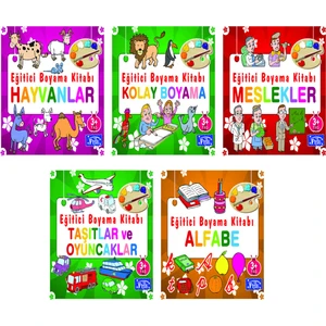 Parıltı Yayınları Eğitici Boyama Kitabı Serisi 5 Kitap(3.set) - 3+ Yaş – Okul Öncesi - 5 Kitap Set - Bilmece – Boyama - Set