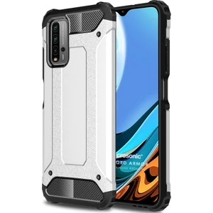 Xiaomi Redmi 9t Kılıf Rugged Armor Gümüş