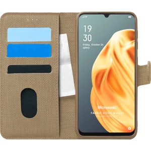 Oppo Reno 3 Kılıf Fabric Book Wallet Gold