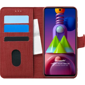 Samsung Galaxy M51 Kılıf Fabric Book Wallet Kırmızı
