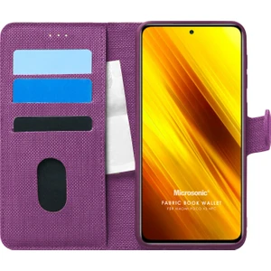 Xiaomi Poco X3 Pro Kılıf Fabric Book Wallet Mor