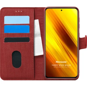 Xiaomi Poco X3 Pro Kılıf Fabric Book Wallet Kırmızı