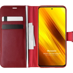 Xiaomi Poco X3 Pro Kılıf Delux Leather Wallet Kırmızı