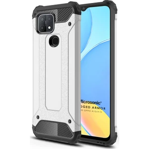 Oppo A15 Kılıf Rugged Armor Gümüş