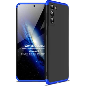 Samsung Galaxy S21 Kılıf Double Dip 360 Protective Siyah Mavi