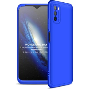 Xiaomi Poco M3 Kılıf Double Dip 360 Protective Mavi