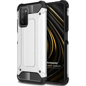 Xiaomi Poco M3 Kılıf Rugged Armor Gümüş
