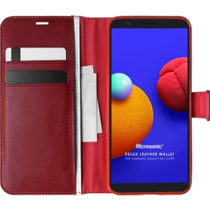 Samsung Galaxy A01 Core Kılıf Delux Leather Wallet Kırmızı