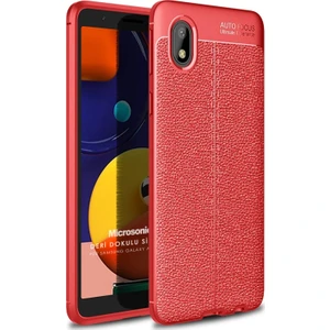 Samsung Galaxy A01 Core Kılıf Deri Dokulu Silikon Kırmızı