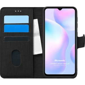 Xiaomi Redmi 9A Kılıf Fabric Book Wallet Siyah