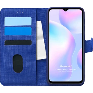 Xiaomi Redmi 9A Kılıf Fabric Book Wallet Lacivert