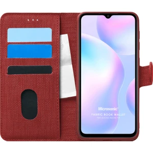 Xiaomi Redmi 9A Kılıf Fabric Book Wallet Kırmızı