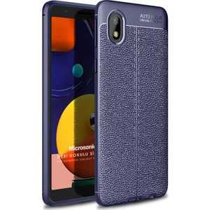 Samsung Galaxy A01 Core Kılıf Deri Dokulu Silikon Lacivert