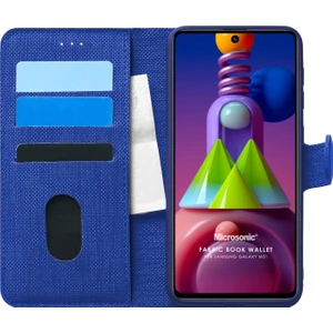 Samsung Galaxy M51 Kılıf Fabric Book Wallet Lacivert