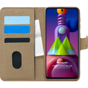 Samsung Galaxy M51 Kılıf Fabric Book Wallet Gold