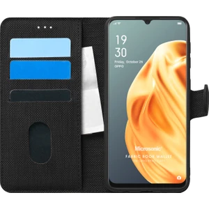 Oppo Reno 3 Kılıf Fabric Book Wallet Siyah