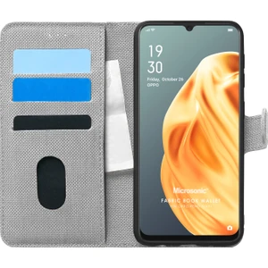 Oppo Reno 3 Kılıf Fabric Book Wallet Gri