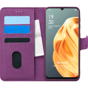 Oppo A91 Kılıf Fabric Book Wallet Mor