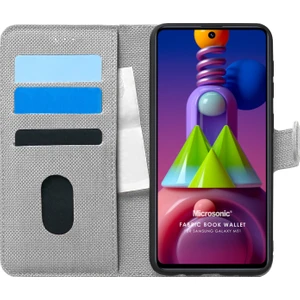 Samsung Galaxy M51 Kılıf Fabric Book Wallet Gri
