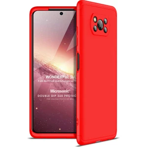 Xiaomi Poco X3 Pro Kılıf Double Dip 360 Protective Kırmızı