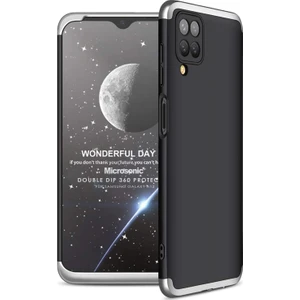 Samsung Galaxy A12 Kılıf Double Dip 360 Protective Siyah Gri