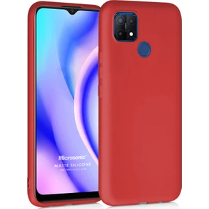 Matte Silicone Oppo A15S Kılıf Kırmızı
