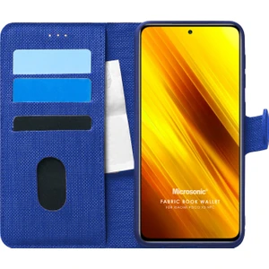 Xiaomi Poco X3 Pro Kılıf Fabric Book Wallet Lacivert
