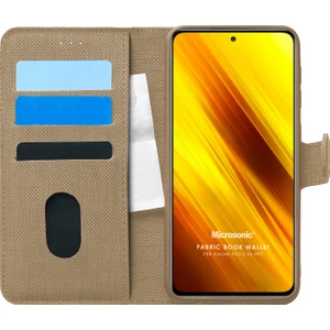 Xiaomi Poco X3 Pro Kılıf Fabric Book Wallet Gold