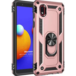 Samsung Galaxy A01 Core Kılıf Military Ring Holder Rose Gold