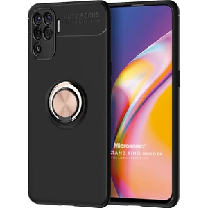 Oppo Reno 5 Lite Kılıf Kickstand Ring Holder Siyah Rose