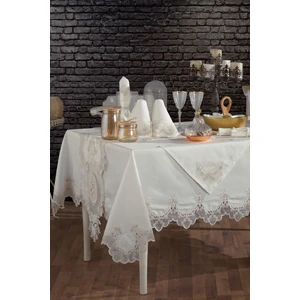 Safir Linen Masa Örtüsü Seti 26 Parça Ecru