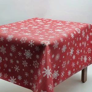 K&m Hometex Kar Desen Kırmızı Astarlı Silinebilir Muşamba Masa Örtüsü