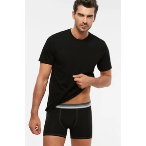 Erkek Penye 0-Amerikan Yaka Eduardo T-Shirt Atlet 2 Li Siyah %100 Pamuk S-2xl