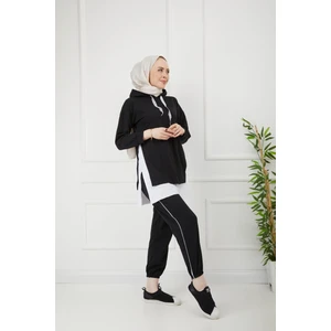 Cng Moda Beyaz Tshrt Siyah Tesettür Eşofman Takımı