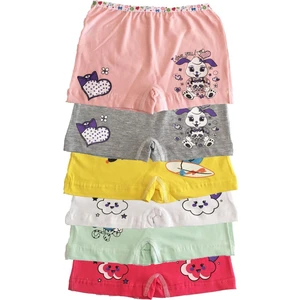 Kız Çocuk Renkli Likralı Pamuk Boxer 6 Lı