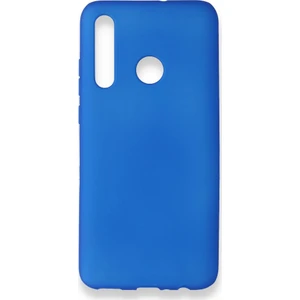 Huawei Honor 20 Lite Kılıf Yumuşak Dokulu Silikon + Ekran Koruyucu Cam Mavi