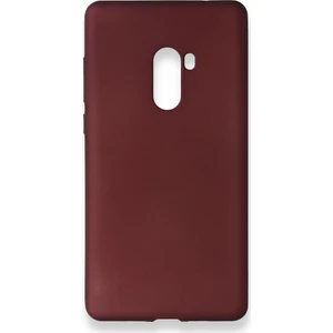 Xiaomi Mi Mix 2 Kılıf Yumuşak Dokulu Silikon + Ekran Koruyucu Cam Mürdüm