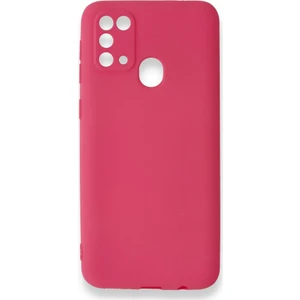 Samsung Galaxy M31 Kılıf Yumuşak Dokulu Silikon + Ekran Koruyucu Cam Pembe